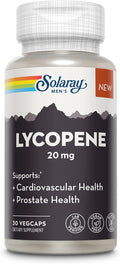 SOLARAY Lycopene 20mg - Heart Health and Prostate Health Support Powerful Antioxidants Supplement Sourced from Tomatoes - Vegan Gluten Free Lab Verified 60 Day Guarantee 30 Servings 30 VegCaps