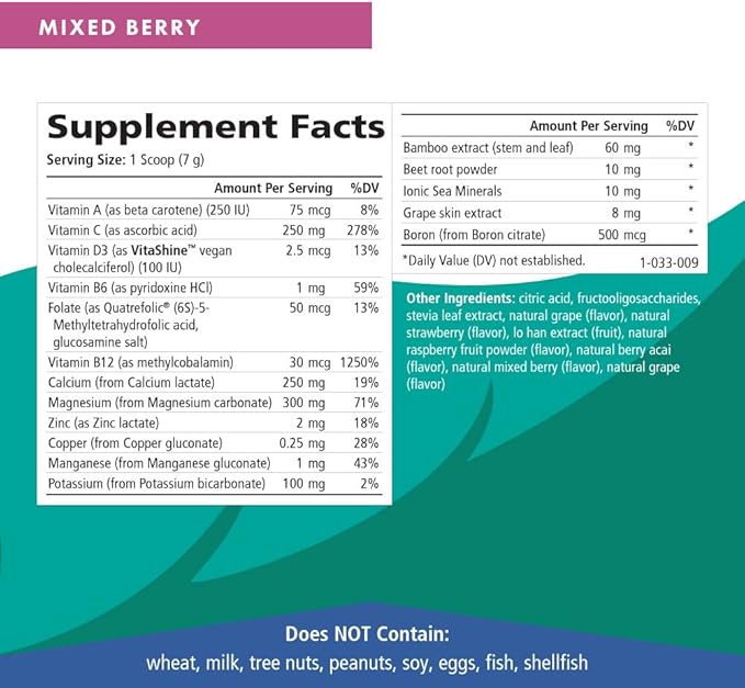 Ionic Fizz Calcium Plus by Pure Essence - Perfect Calcium/Magnesium Ratio with Vitamin A B C D and Potassium Strong Bones - Mixed Berry - 7.41 oz