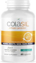 Colasil Collagen Booster Capsules – Organic Silica (OSA) + Hydrolyzed Collagen Generator for Hair Skin Nails Bones &amp Joints – High Absorption Non-GMO Allergen-Free 60 Capsules (30-Day Supply