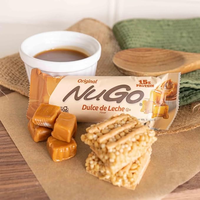 NuGo Protein Bar NEW! Dulce De Leche 15 bars &amp Vanilla 15 bars 11-15g Protein Gluten Free 30 Count