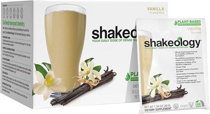 BODi Shakeology Plant-Based Vegan Protein Powder – Gluten-Free Superfood Shake with Vitamins &amp Minerals – Helps Support Healthy Weight Loss &amp Gut Health Vanilla 14 Individual Packets