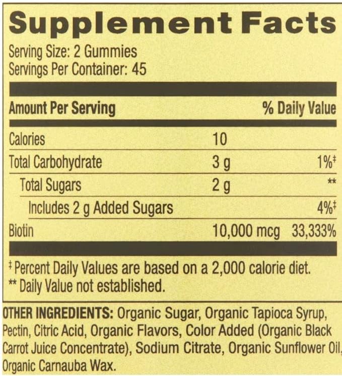 Spring Valley Biotin 10000mcg Vegetarian Gummy Supplement 90ct +Better Guide Vitamins Supplements