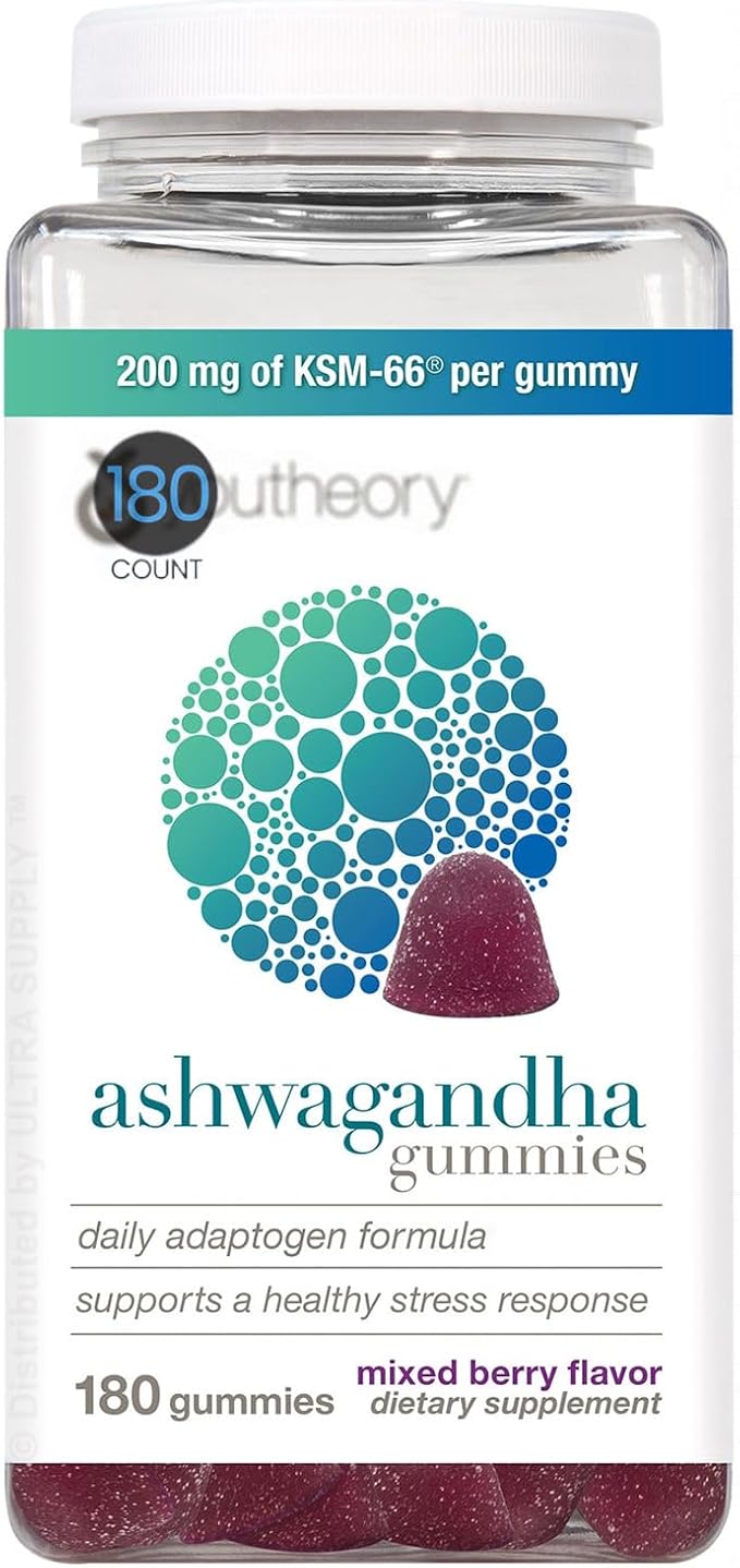 You.Theory Ashwagandha Gummies 600 mg (180 Count. Value Pack) Mixed Berry Flavor Daily Adaptogen Formula for Balance and Focus