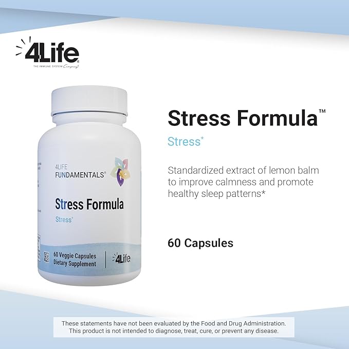 4Life Stress Formula Dietary Supplement Supports Nervous System and Sleep with Lemon Balm Chamomile &amp Valerian Root 60 Capsules