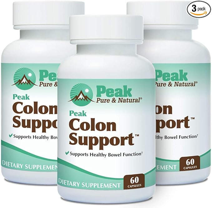Peak Pure &amp Natural Colon Support - Colon Cleanse and Detox Supplement for Digestive Health - Gut Health Support with Inulin and Senna Leaf Extracts - with Fiber Prebiotics and Probiotics - 3 Pa