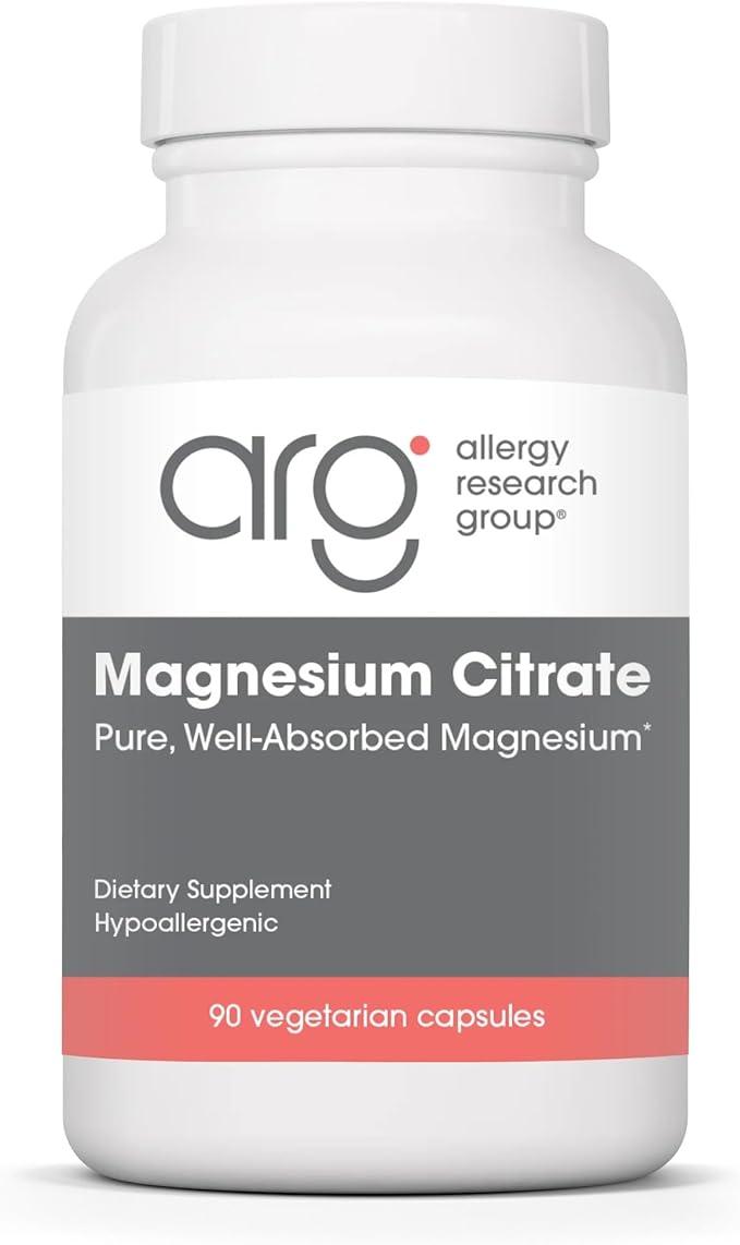 Nutricology Magnesium Citrate Dietary Supplement - Bone &amp Stress Support Well-Absorbed Hypoallergenic Vegetarian Capsules Gluten Free - 180 Count