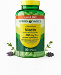 Spring Valley Vitamin B3 Niacin 500 mg Flush Free Capsules (Vitamin B3) Metabolism Support Gluten Free (240 Pills)