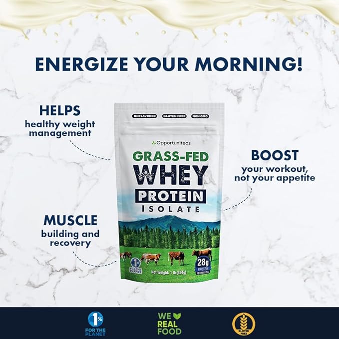 Opportuniteas Grass Fed Unflavored Whey Protein &amp Liver Detox Matcha Tea - Support Your Muscles While Cleansing Your Liver - Bundle