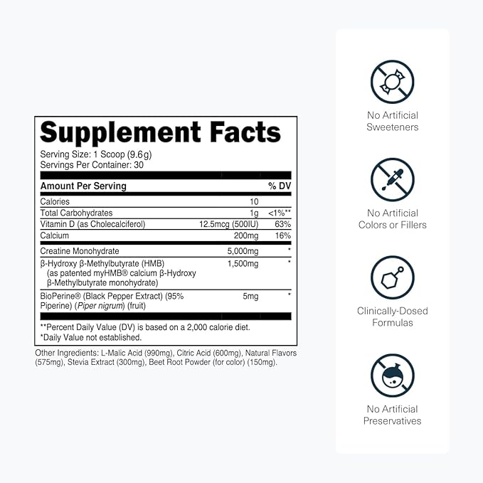 Transparent Labs Creatine HMB - Creatine Monohydrate Powder with HMB for Muscle Growth Increased Strength Enhanced Energy Output and Improved Athletic Performance - 30 Servings Tropical Punch