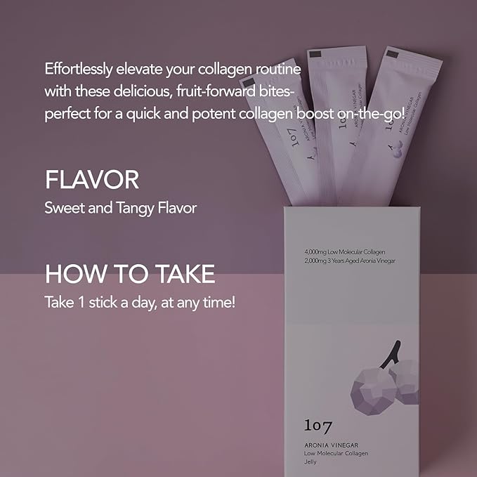 107 ARONIA Vinegar Low Molecular Collagen Jelly Stick Contains Vitamin Collagen Hyaluronic Acid Elastin Probiotics Korean Beauty Collagen Supports Inner Beauty 20g x 14 Pouches