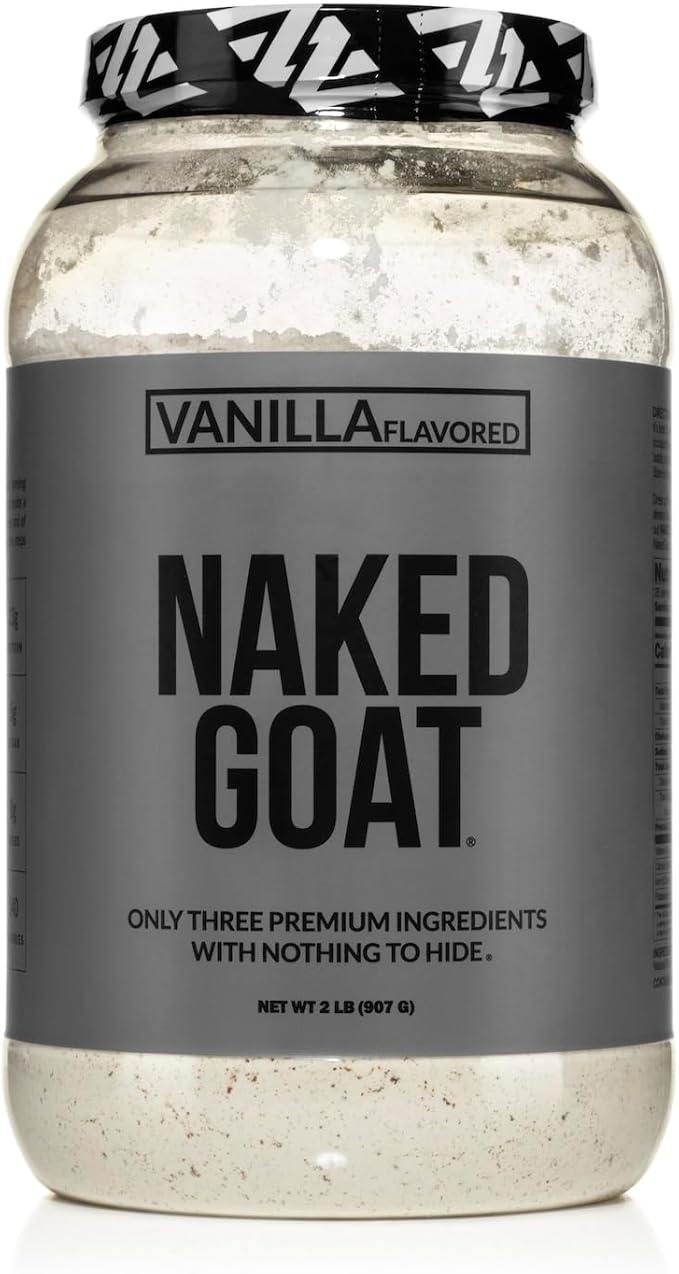 NAKED Goat Vanilla Protein Powder - Pasture Fed Goat Whey Protein Powder from Small-Herd Dairies - Only 3 Ingredients - GMO Free Soy Free - All Natural - 23 Grams of Protein - 25 Servings