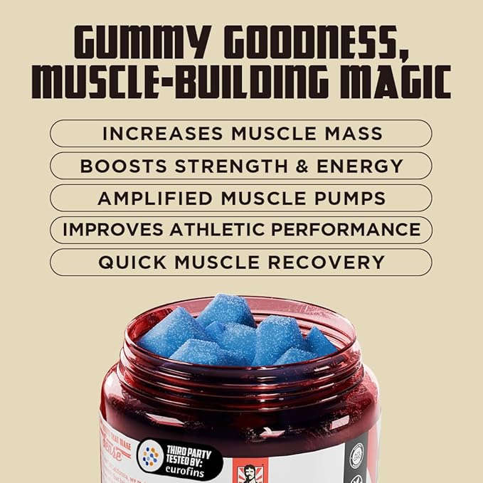 Old School Labs 2-Pack Creatine Monohydrate Gummies - 5g per Serving Best Creatine for Men and Women Gain Muscle Max Absorption Increase Strength Boost Memory Muscle Growth - 120 Vegan Gummies