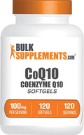 BulkSupplements.com CoQ10 100mg Softgels - Coenzyme Q10 100mg Supplement for Heart Health - Gluten Free 1 Softgel per Serving 120 Count (Pack of 1)