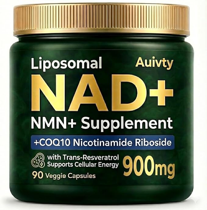 Liposomal NAD+ NMN Supplement with COQ10 Nicotinamide Riboside Trans-Resveratrol 900mg 90 Veggie Capsules