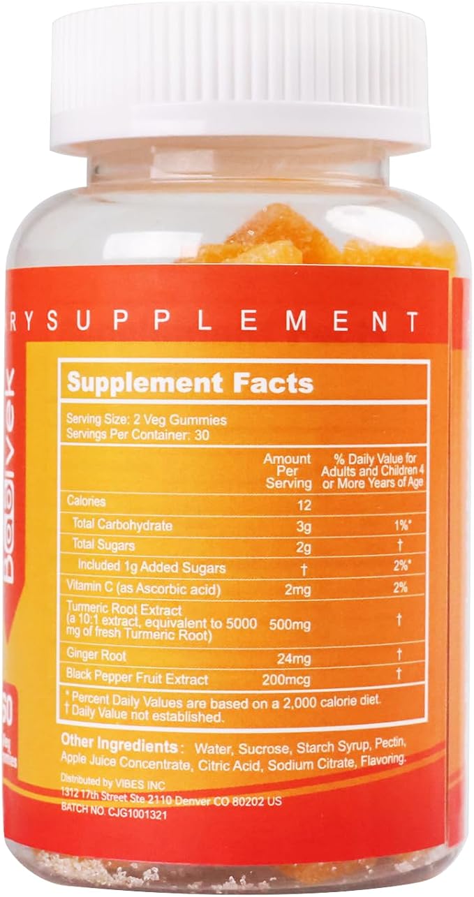 Turmeric Curcumin Gummies 500mg Per Serving Black Pepper for Max Absorption Joint Support Supplement Nature's Tumeric Extract Ginger Flavor Vegan Gluten Free 120 Gummies