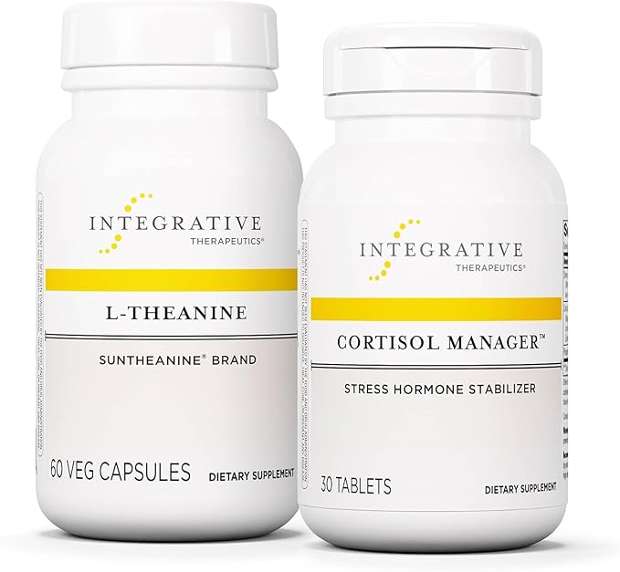 Integrative Therapeutics Bundle with Cortisol Manager 30 Tablets &amp L-Theanine 60 Capsules - Cortisol Manager for Stress Support with Ashwagandha* - L-Theanine to Support a Relaxed State*