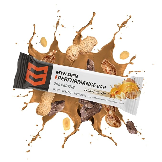 MTN OPS Protein Bars – High Protein Bar with 20g Whey Isolate &amp Collagen Low Sugar Gluten-Free Protein Snack Peanut Butter Bliss 10 Bars