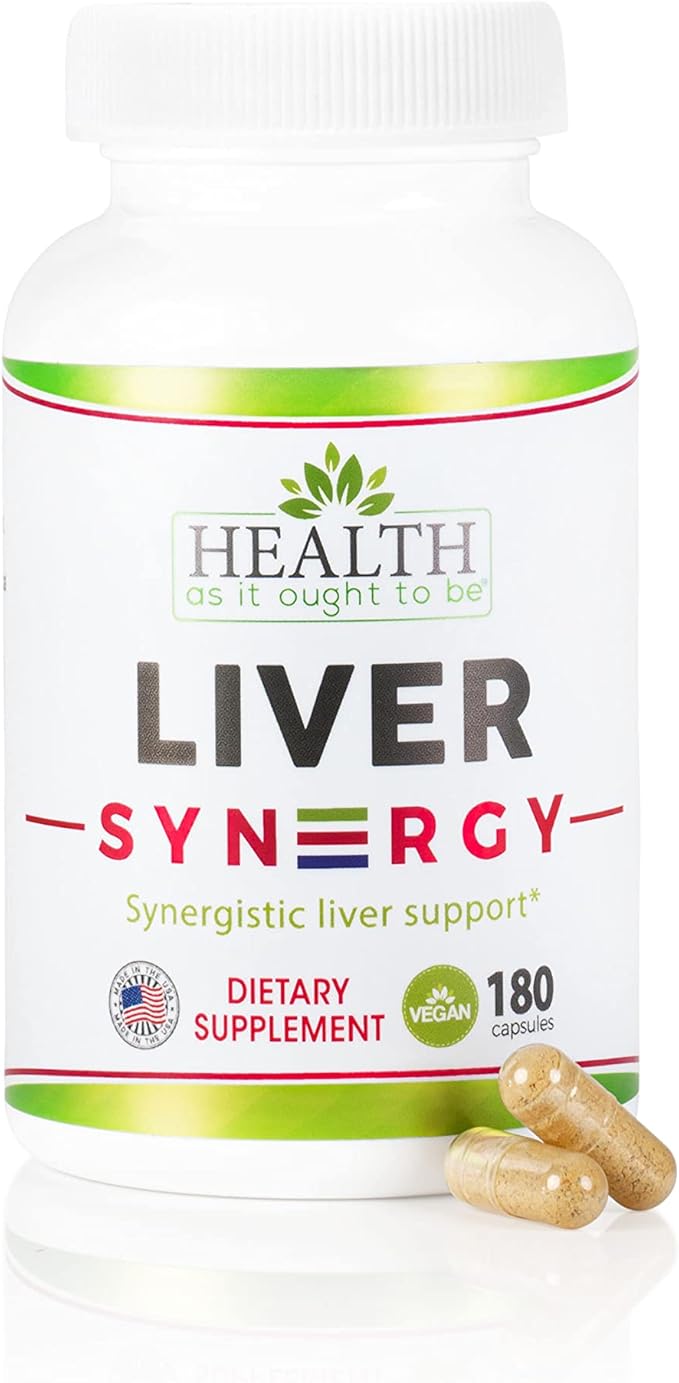 Health As It Ought To Be Liver Syn3rgy Supplement | Physician Formulated Capsules with Milk Thistle Black Seed Korean Ginseng | 180 Capsules