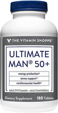 The Vitamin Shoppe Brand Ultimate Man 50+ Multivitamin Daily Men’s 50 Plus Multivitamin with Vitamins Minerals &amp Antioxidants for Energy Immune and Overall Wellness Support Gluten Free180 Tab