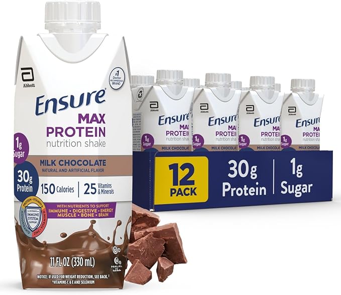 Ensure Plus Nutrition Shake 24 Pack &amp Ensure Max Protein Nutrition Shake 12 Pack Bundle Meal Replacement Shakes