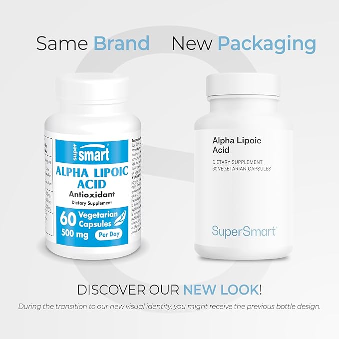 Supersmart - Alpha Lipoic Acid 500mg per Day - High Potency Universal Antioxidant - ALA Supplement | Non-GMO &amp Gluten Free - 60 Vegetarian Capsules