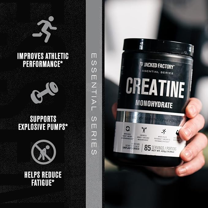 Jacked Factory Nitrosurge Pre-Workout in Black Cherry &amp Creatine Monohydrate for Men &amp Women