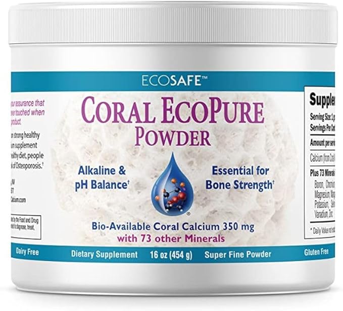 Coral Ecopure Powder Coral Calcium Powder Supplement with Coral Minerals - 16 Ounces