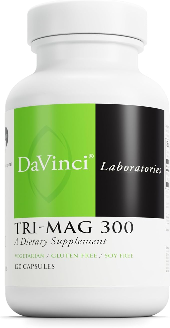 DAVINCI Tri-Mag 300 - Triple Complex with Magnesium Glycinate Taurinate &amp Malate - Calm Magnesium Supplement for Sleep - Nerve Support Formula - 120 Capsules (30 Servings)