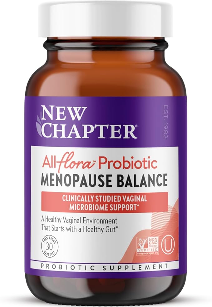 New Chapter All-Flora Probiotic Menopause Balance Ultra-Concentrated Probiotics for Women with Black Cohosh for Menopause Hot Flashes 100% Vegan 30 Vegan Capsules