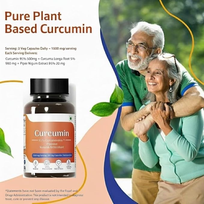 Organic Curcumin with Piperine (1500Mg Curcumin 95% Per Serving) Premium Turmeric Extract 60 Vegetable Capsules with Piperine (Pack of 1)