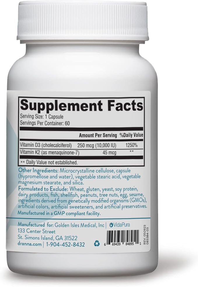 VIDAPURA Ray of Strength D3K2 by Dr. Anna Cabeca – High-Potency Vitamin D3 5000 IU &amp K2 (MK-7) Supplement – Bone Immune &amp Heart Support – 60 Softgels