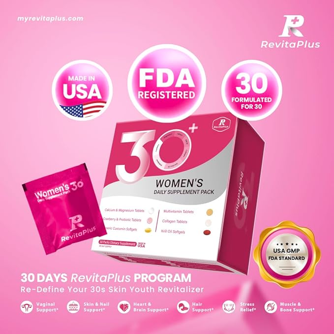 Multivitamin for Women with Vitamin ABCD3EK2Biotin CollagenKrill OilCranberries Supports EnergyWellnessBeauty and Immune - Vitamin Packs for Women Health 30 Packs