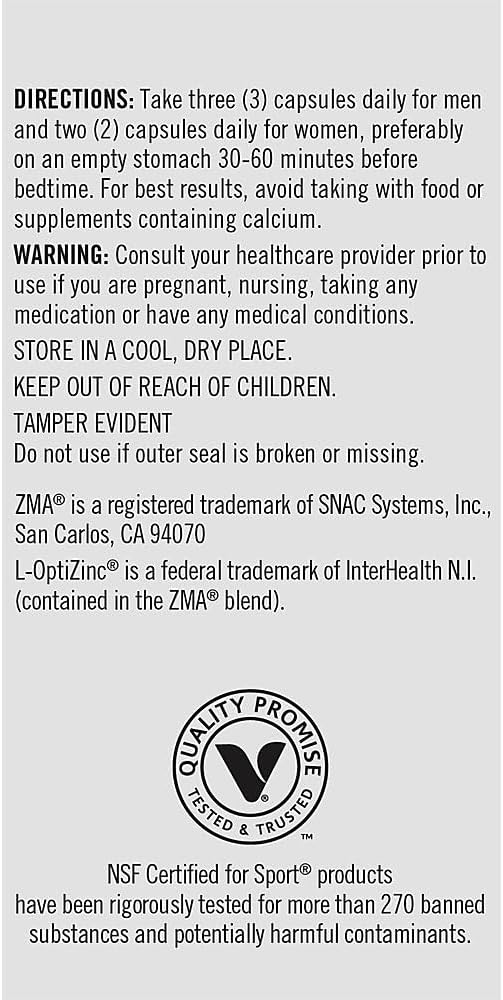 True Athlete ZMA + L Theanine Capsules Zinc Magnesium and Vitamin B6 Supplement for Active Men and Women Supports Recovery and Relaxation Gluten Free Sugar Free 180 Capsules