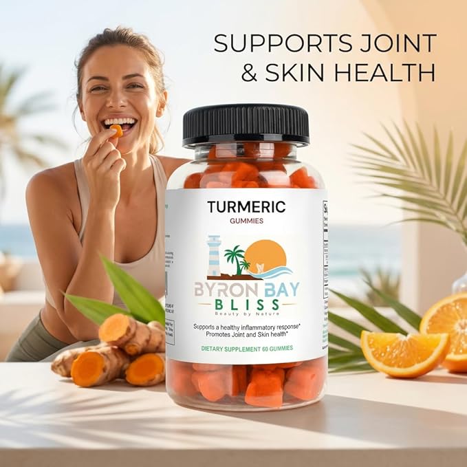 Turmeric Curcumin Gummies with Black Pepper &amp Ginger – Joint &amp Bone Support Inflammation Support – Vegan Non-GMO Gluten Free – Ginger Flavor – 60 Count