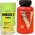 Vegan Omega-3 + Vitamin B12 Gummy | Algae Omega-3 DHA Supplements for Brain Heart Eyes Health | Methyl B12 1000 mcg &amp Vitamin D 5000 IU for Energy and Immune Support - 90 Count