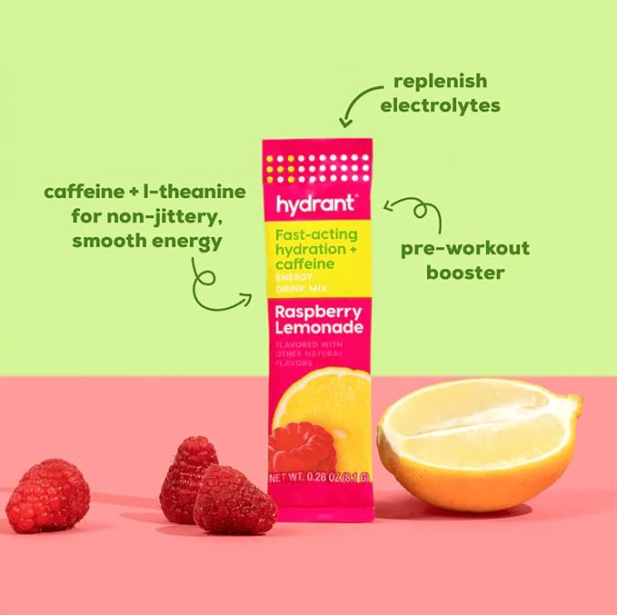 HYDRANT Bundle Energy + Sleep 60 Stick Packs Electrolyte Powder Rapid Hydration Mix Variety Pack Sleep + Energy Blend L-Theanine Caffeine Melatonin Magnesium &amp Chamomile