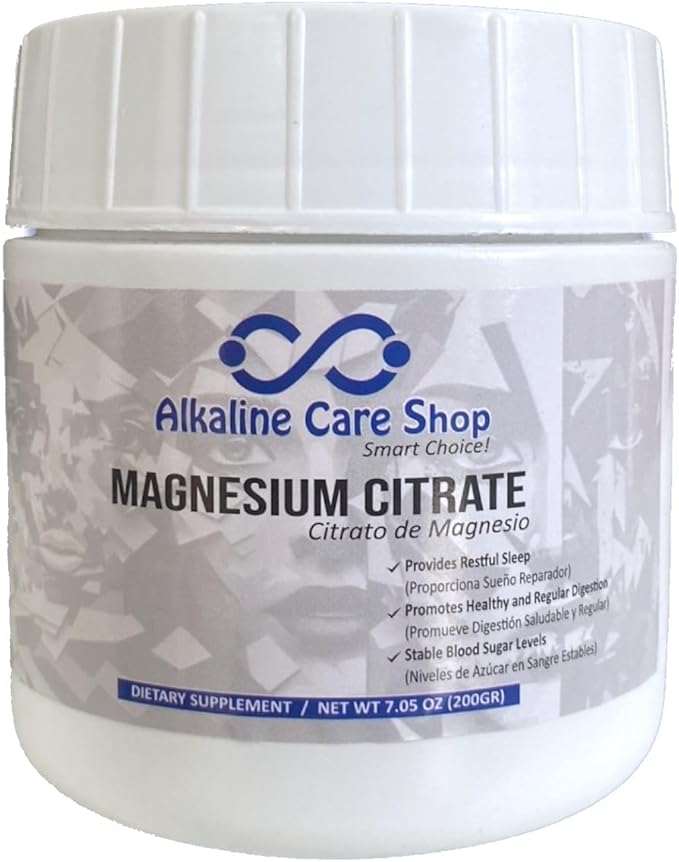 Alkaline Care | Magnesium Citrate Powder Supplement High Absorption Potent Magnesium Supplement - Unflavored |Support Sleep Muscle Bone Health Energy Heart &amp Digestion | Net WT 7.05 OZ (200gr