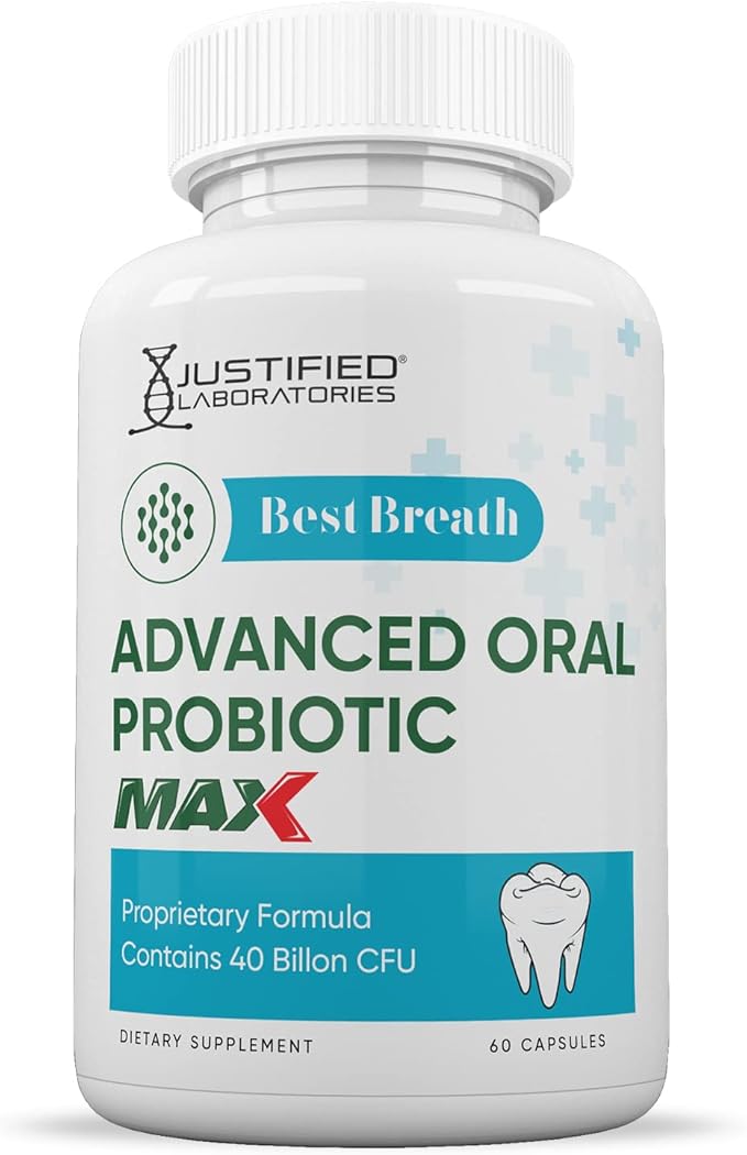 Justified Laboratories (2 Pack) Best Breath Max 40 Billion CFU Probiotic Oral Support 120 Capsules