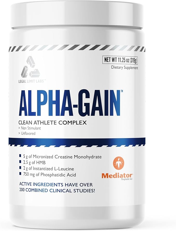 Legal Limit Labs Alpha Gain- Clean Athlete Complex- creatine HMB L-Leucine and Phosphatidic Acid - Lean Muscle 30 Servings