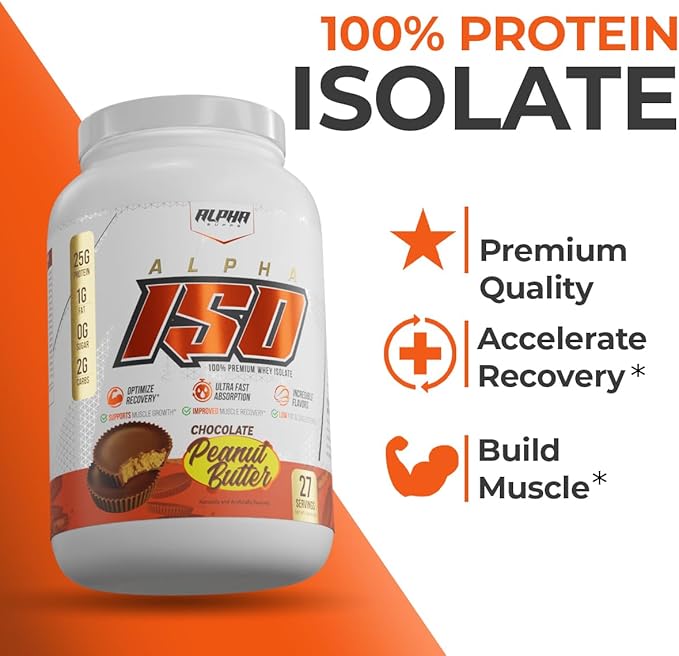 Alpha Supps ISO Low Carb 100% Whey Protein Isolate Powder 25 Grams Per Serving Helps Support Muscle Growth Low Sugar and Gluten Free (5 Pound (Pack of 1) Chocolate Cake)