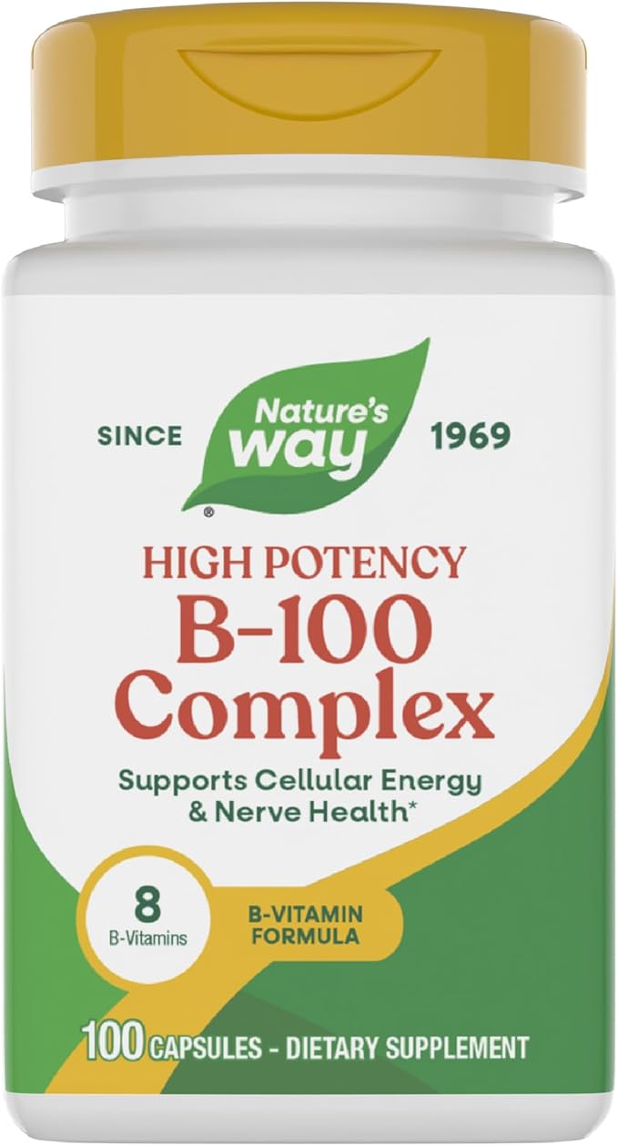Nature's Way B-100 Complex Supports Cellular Energy and Nerve Health* 8 B-Vitamins 100 Capsules (Packaging May Vary)