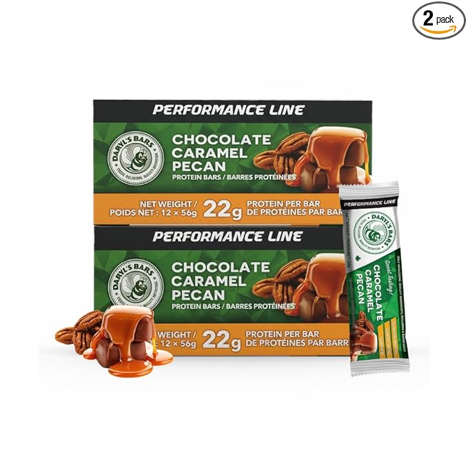Daryl's Bars Chocolate Caramel Pecan On the Go Whey Protein Bars Gluten Free Low Sugar Protein Snack Meal Replacement Pack of 2