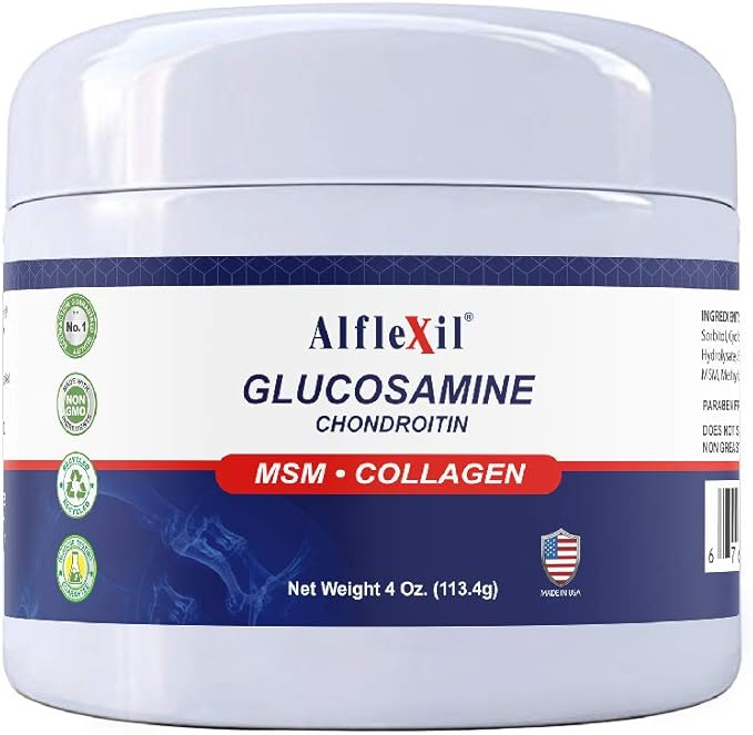 Glucosamine Chondroitin &amp Collagen Supplement Gluten Free Supports Joints Bones &amp Knees Includes MSM &amp Hyaluronic Acid for Mobility &amp Joint Health Cream + Capsule Bundle