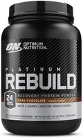 Optimum Nutrition Platinum Rebuild Premium Platinum Blend Protein Powder with Creatine Monohydrate Dark Chocolate 20 Servings