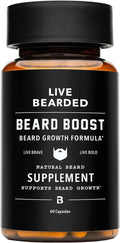 Live Bearded Beard Boost - Beard Growth Vitamins for Men with Biotin Collagen Silica Fo-Ti Root - Facial Hair Growth for Men Made in the USA | 30-Day Supply