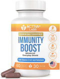 Activa+ Labs Immunity Boost Immune Support Supplement with Vitamin C Vitamin E Selenium &amp Herbal Antioxidant Complex | Gut &amp Energy Balance | Non-GMO Sugar-Free Vegan | 60 Capsules 30 Days