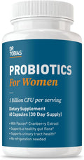 Dr. Tobias Probiotics for Women 5 Billion CFUs Plus Prebiotics &amp Cranberry Extract for Urinary Tract Health for Women Supports Digestive &amp Immune Health 60 Capsules 30 Servings