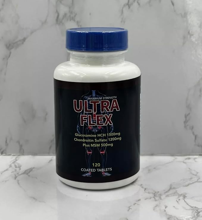 Joint Health &amp Support Ultra - Flex Supplement with Glucosamine Chondroitin Hyaluronic Acid &amp MSM 120 Tabs 1 Bottle. All Natural