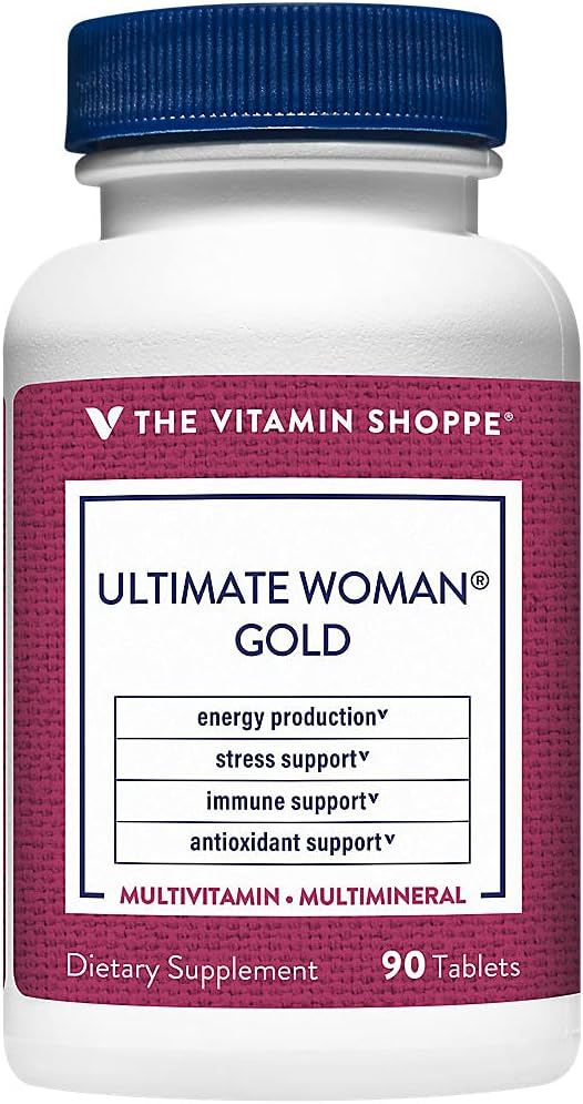 The Vitamin Shoppe Ultimate Woman Gold Multivitamin - with Iron B Vitamins &amp Vitamin D3 and More to Support Energy Production Bone &amp Immune Health - Gluten Free Multi-Mineral (90 Tablets)