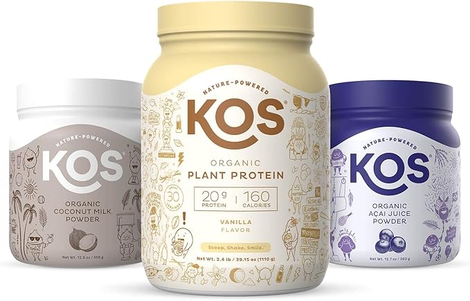 KOS Tropical Paradise Bundle (Plant-Based Vanilla Protein + Organic Acai Powder + Organic Coconut Milk Powder)